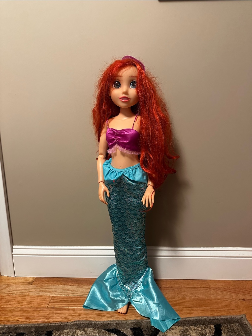 Disney Mermaid Doll with Red Hair, Purple Top and Teal Tail